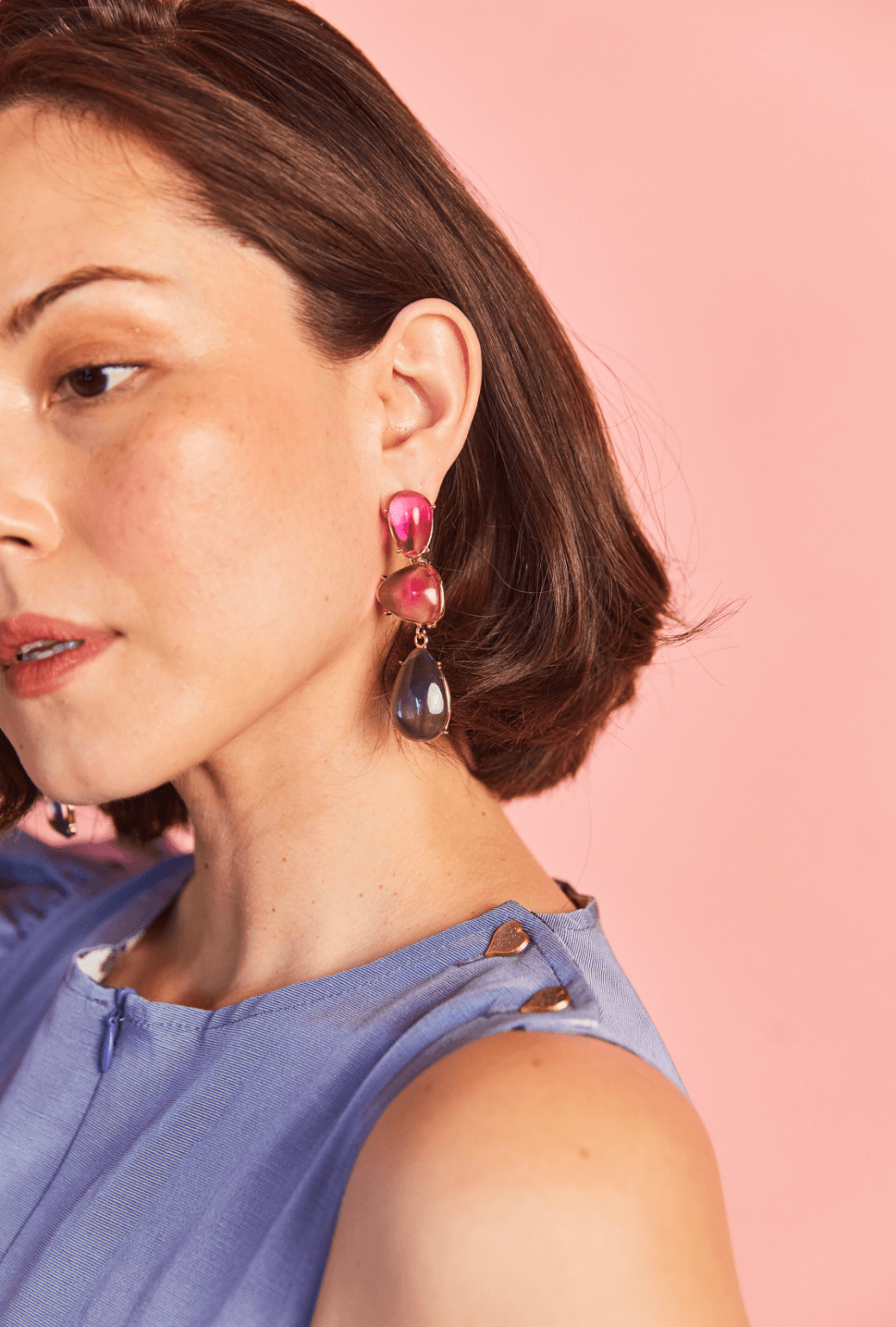 Le Stone Earrings - Rouge et Bleu