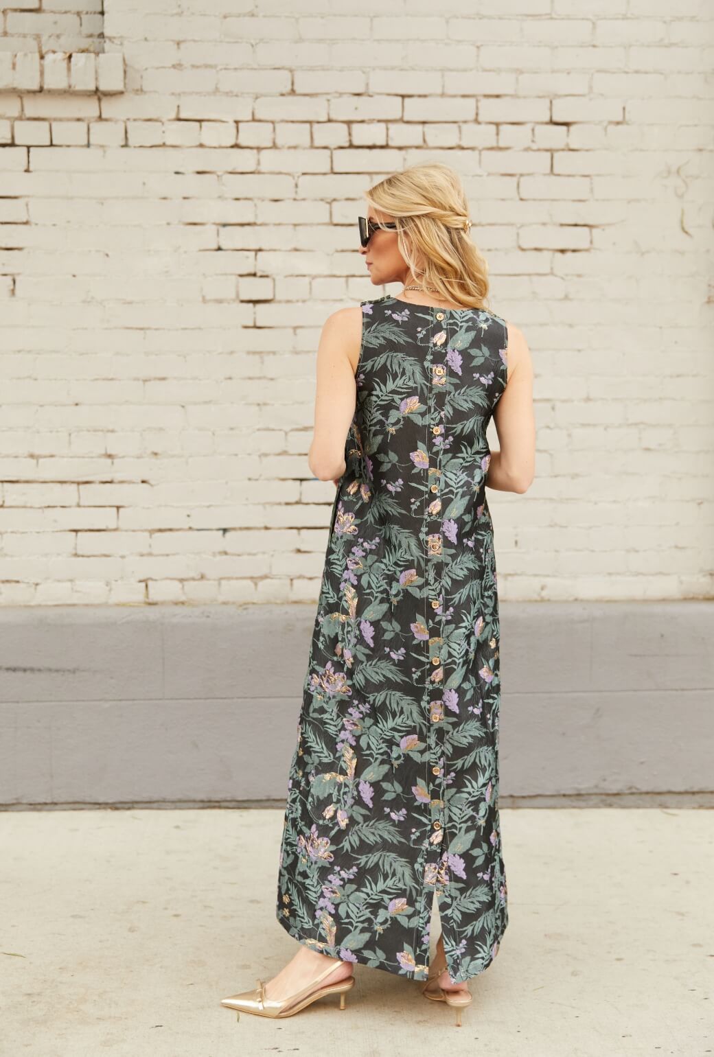 Le V Gown - Sage & Lilac Brocade