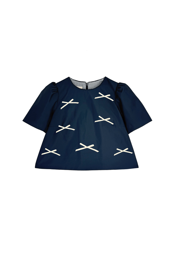 Buru + Pencil & Paper Co. Lee Top - Midnight & Bows Blanche