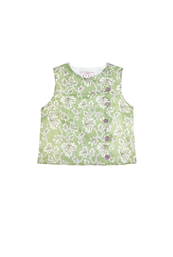 Buru x PBL Little Girls Scallop Top - Green Floral