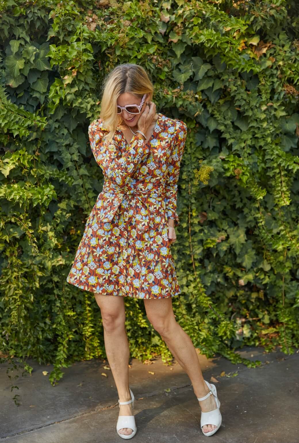 Long Sleeve Day Gown - MINI - Bronze Floral