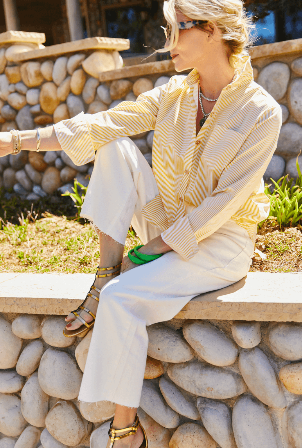 Mel Button Down Shirt - Yellow Stripe