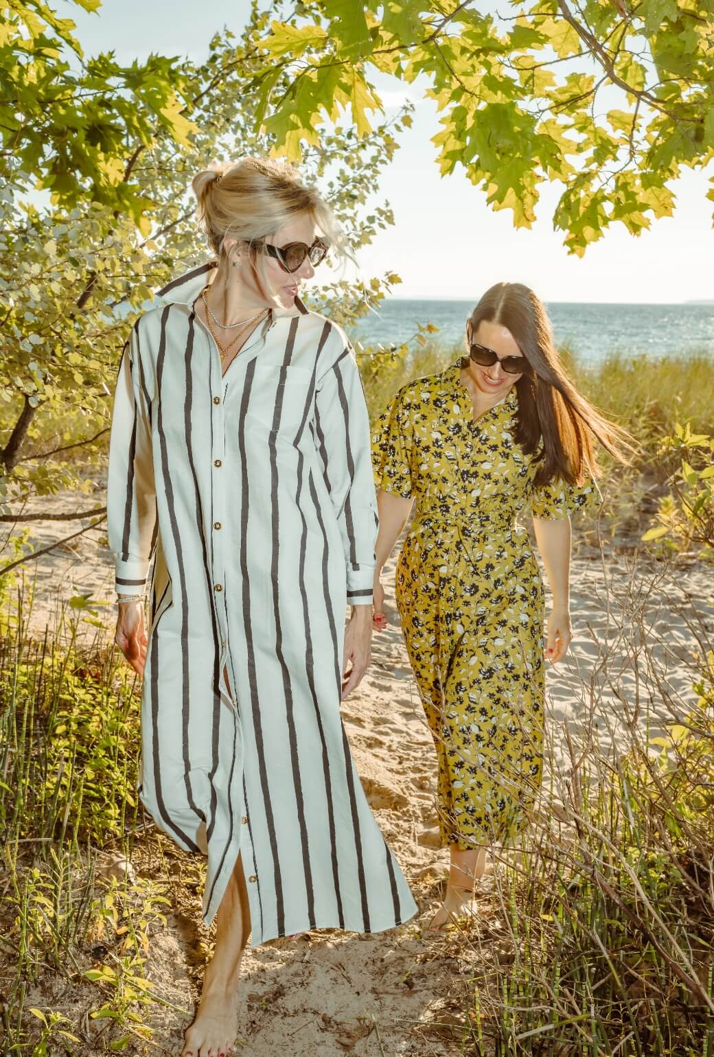 Midi Boyfriend Shirtdress - Black and White Painter Stripe