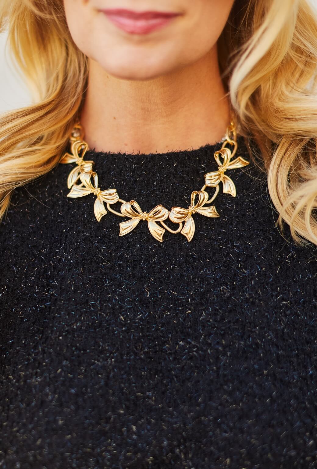 Mini Bows Gold Necklace - Gold