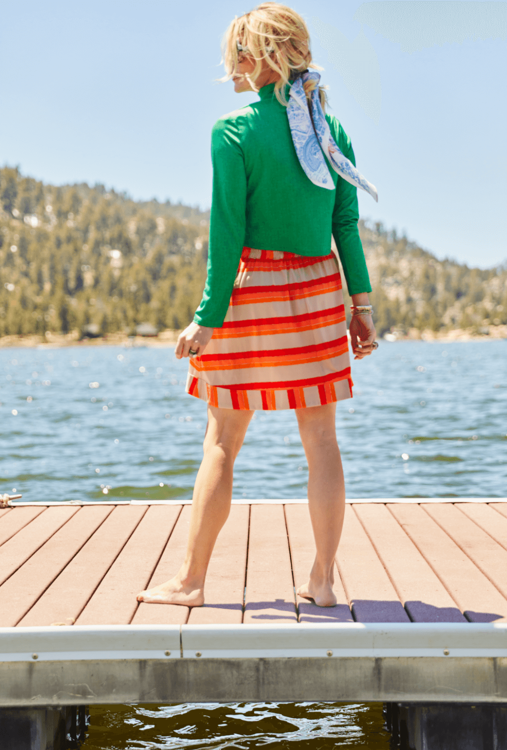 SAMPLE - Poolside Mini Skirt  - Tangerine & Sand Stripe