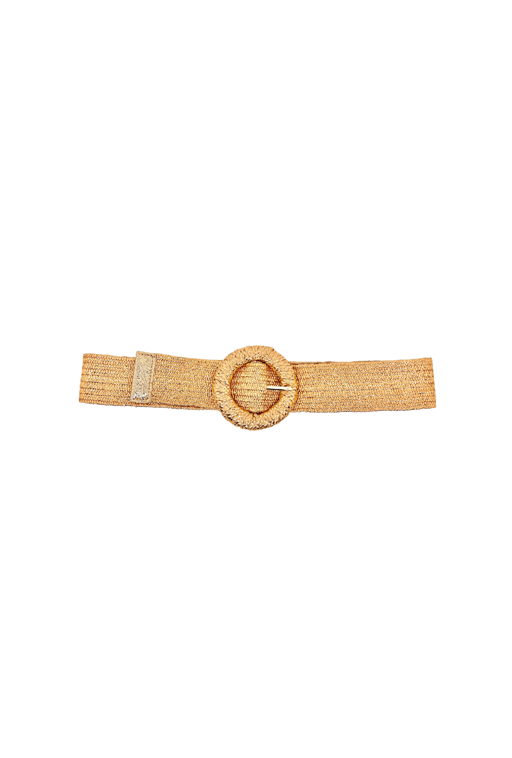 Rattan Circle Buckle Stretch Belt- Rose Gold