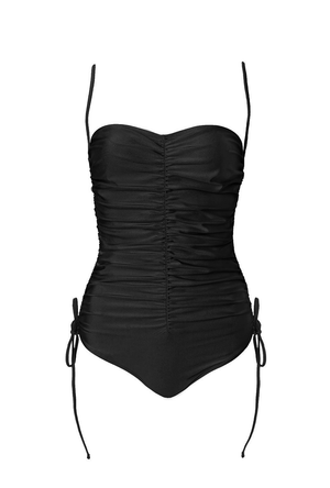 Ruched Convertible One Piece Suit - Black