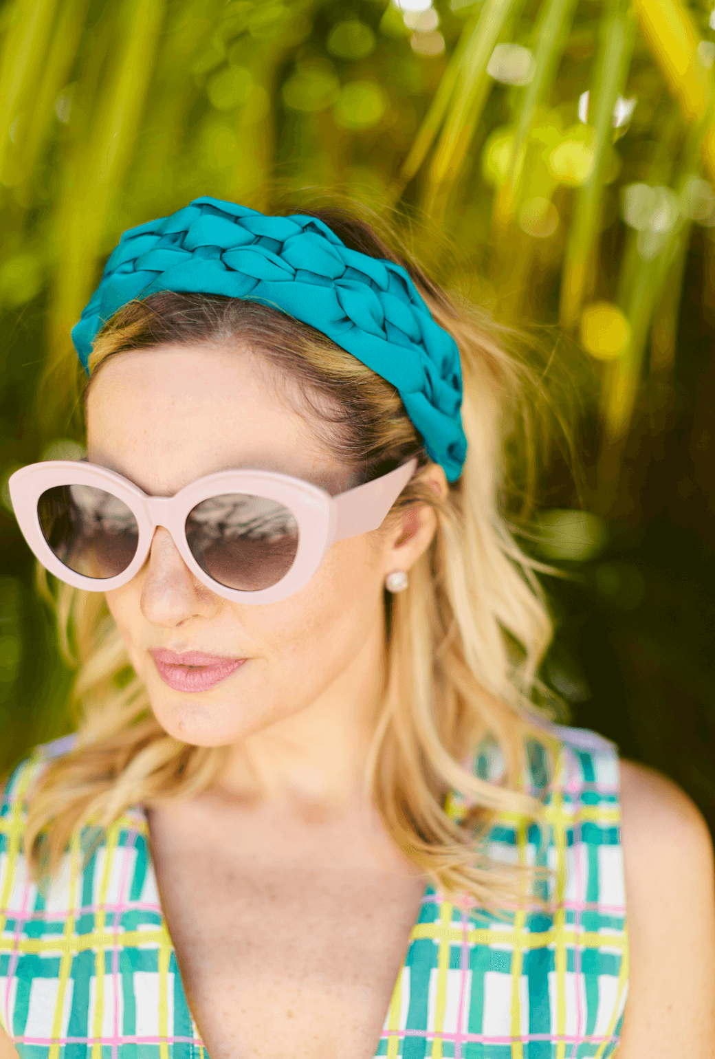 Satin Basket Weave Headband - Aqua