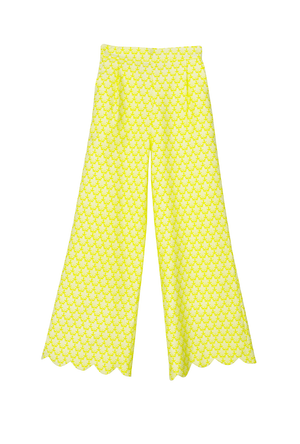 Buru x Kelly Golightly Scallop Trousers - Citron Jacquard