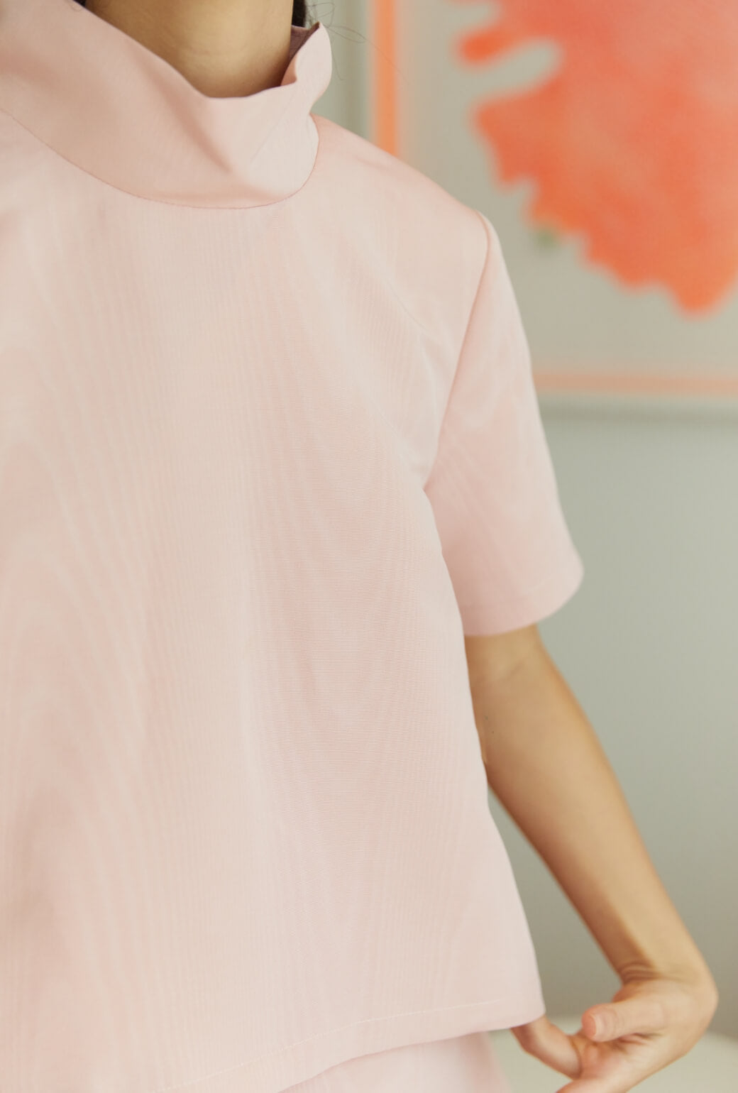 Short Sleeve Mod Top - Ballet Pink Moiré