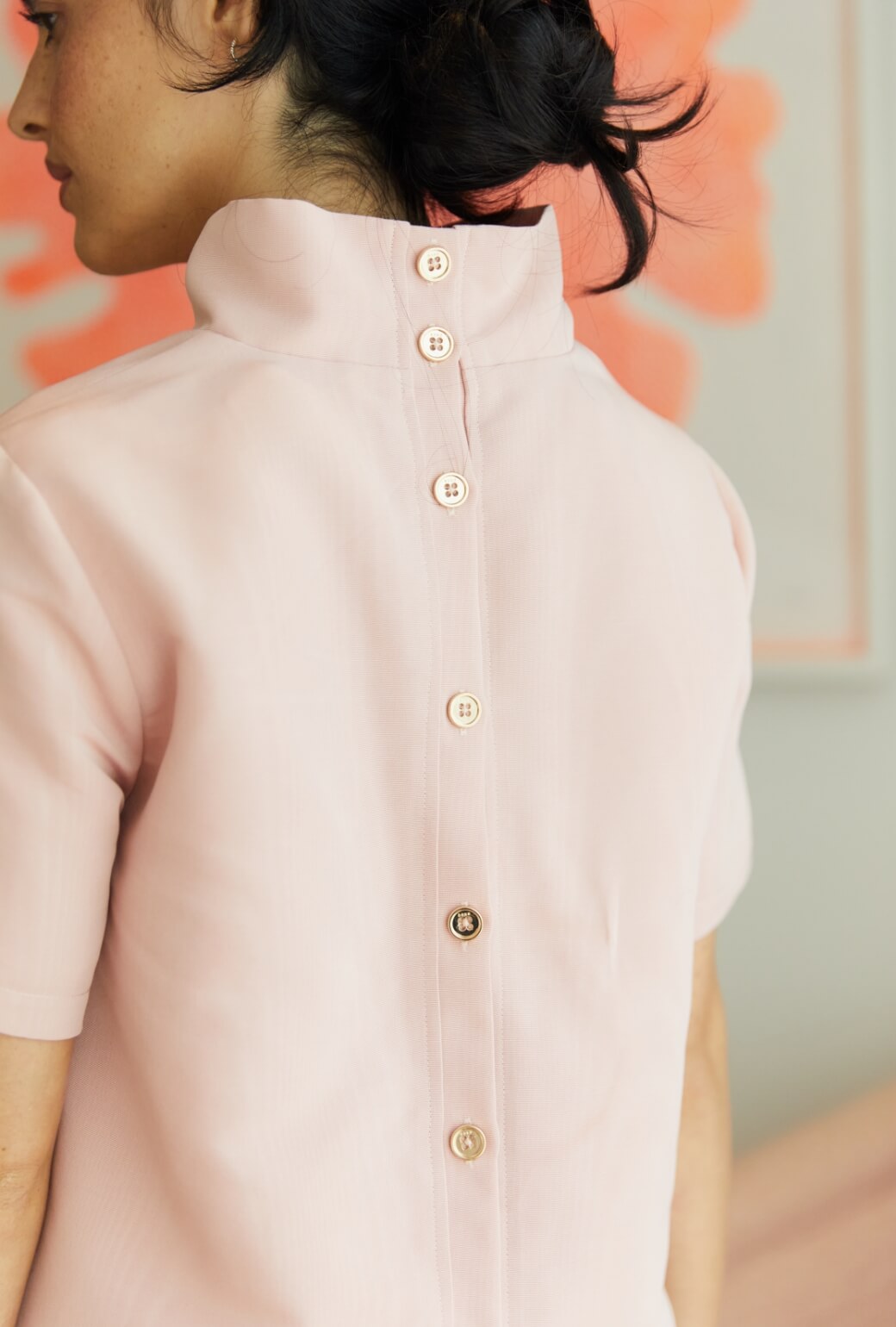 Short Sleeve Mod Top - Ballet Pink Moiré