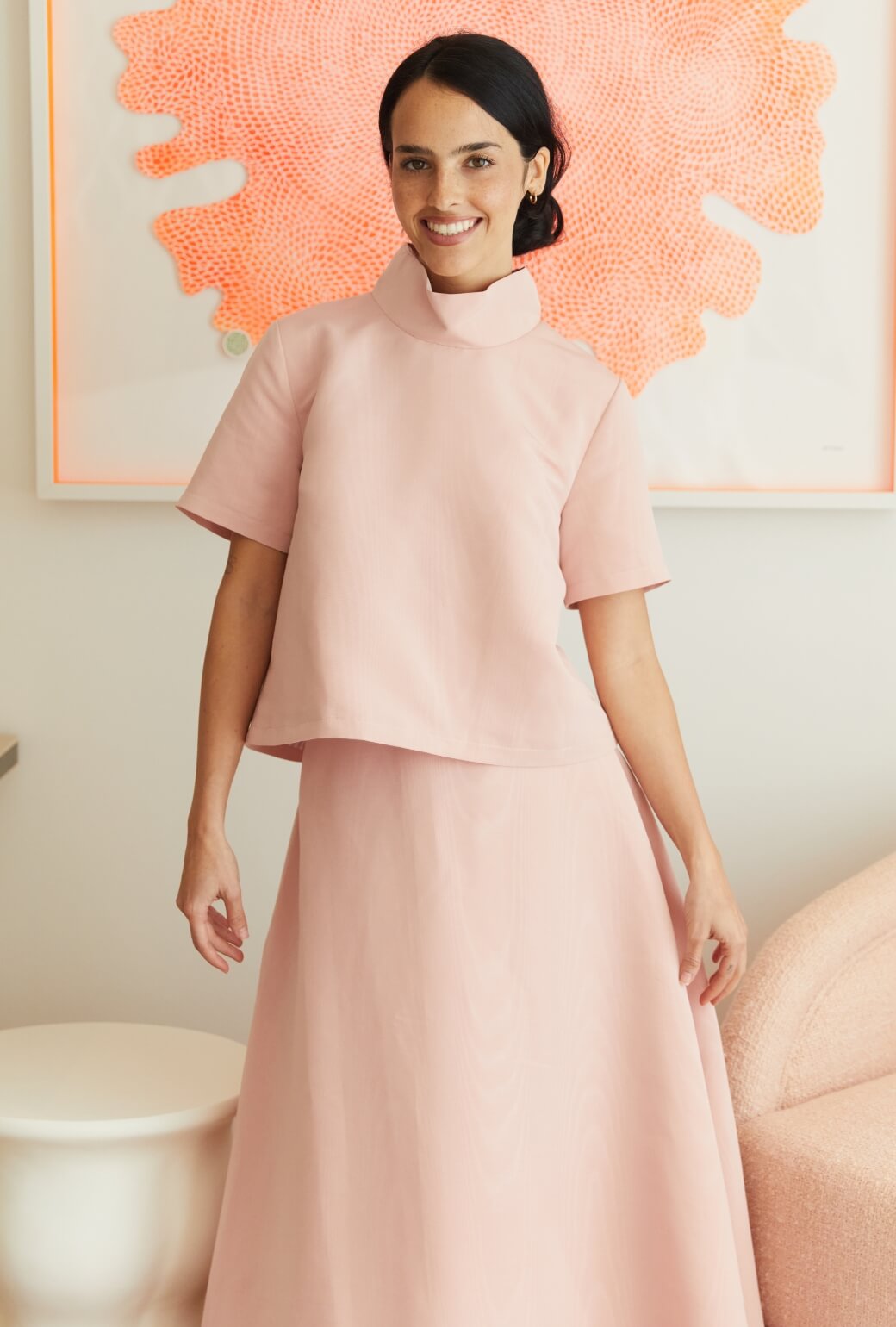 Short Sleeve Mod Top - Ballet Pink Moiré