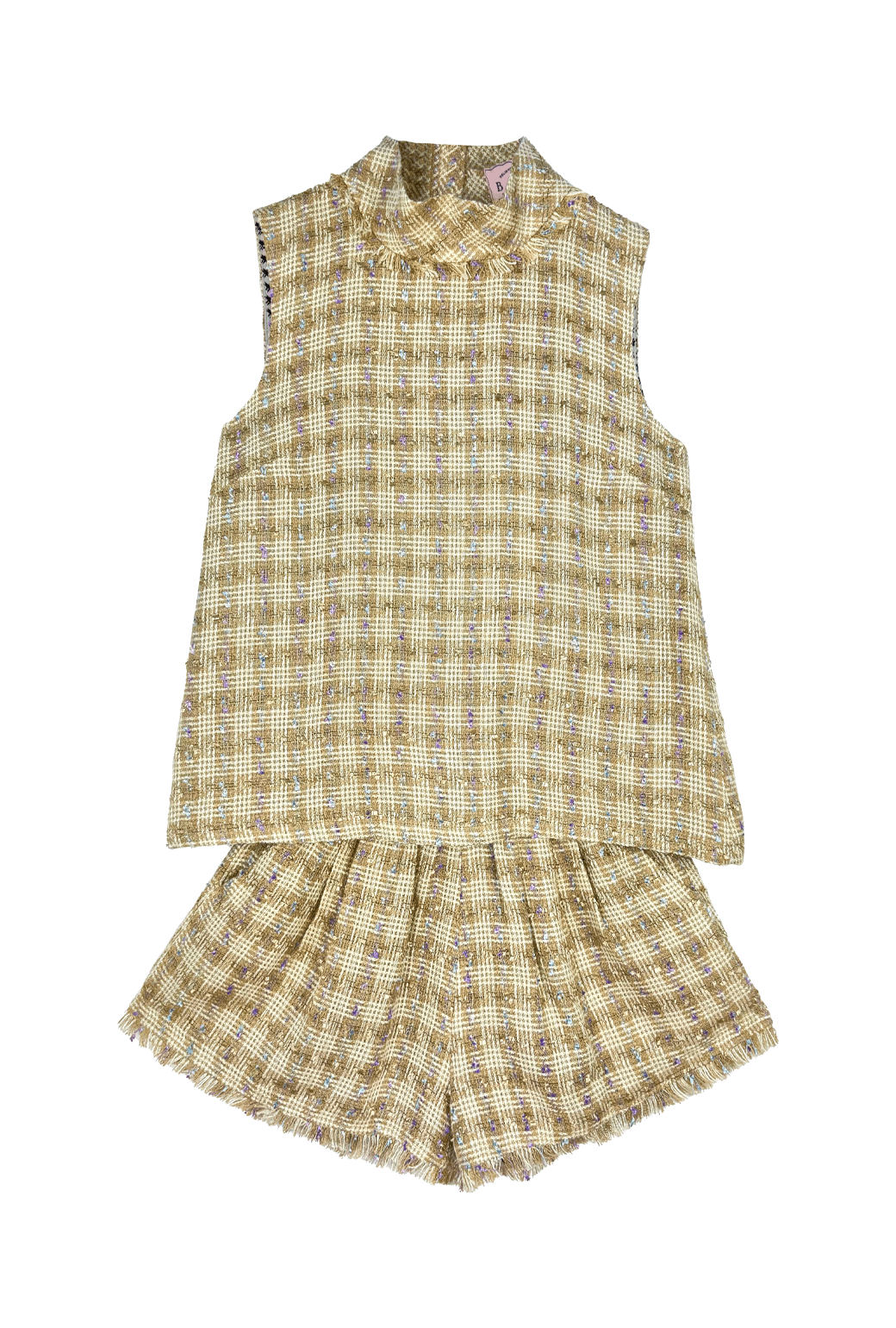 Sleeveless Mod Top & Fringe Short Set - Opal