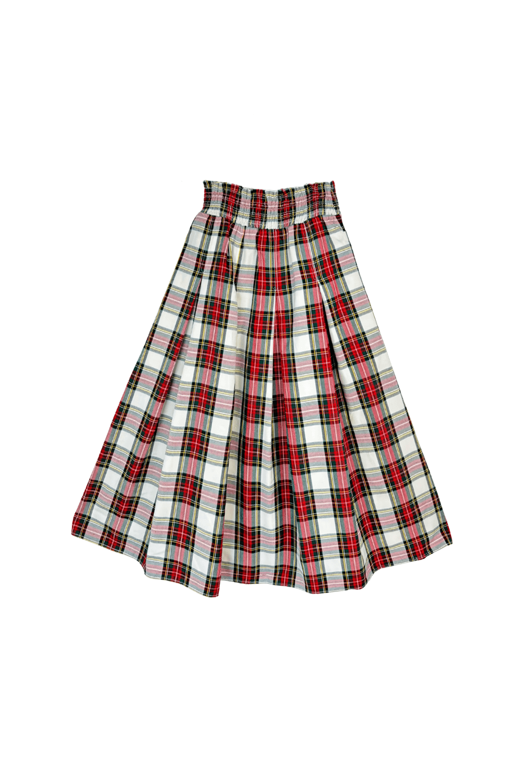 Smocked Waist MIDI Skirt - Dress Stewart Plaid