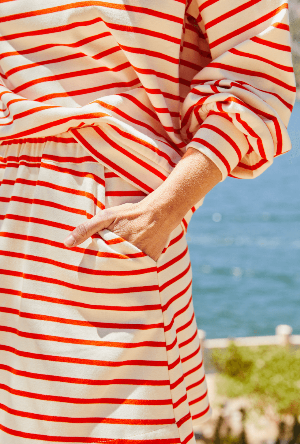 Snappy Pullover - Tangerine Stripe Knit