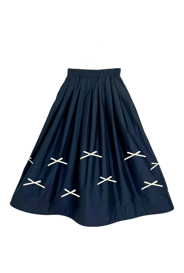 Buru + Pencil & Paper Co. The Gen Skirt - Midnight & Bows Blanche