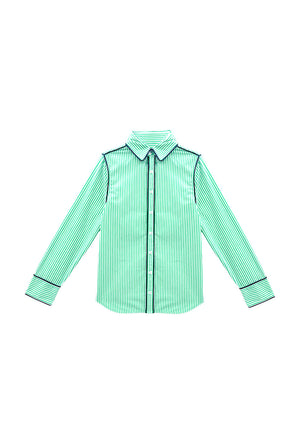 The Perry Blouse - Green Stripe