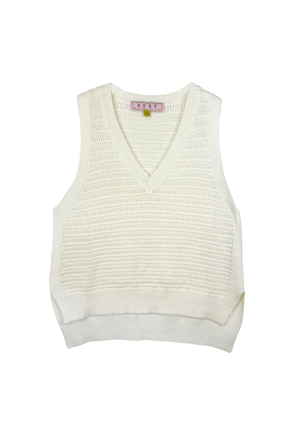 V-Neck Sleeveless Sweater - Off White