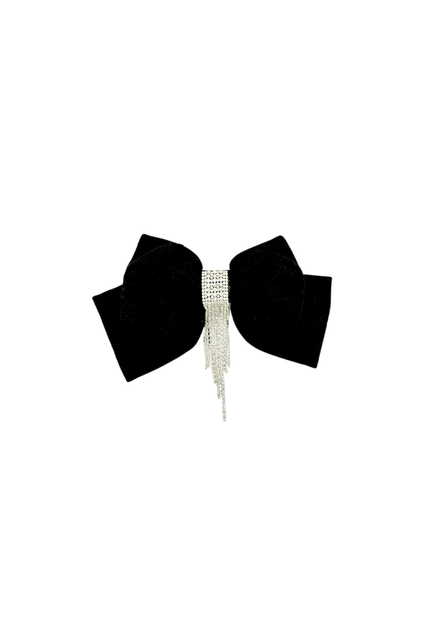 Velvet & Rhinestone Bow - Black