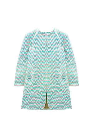 Walking Coat - Aqua Channels Brocade