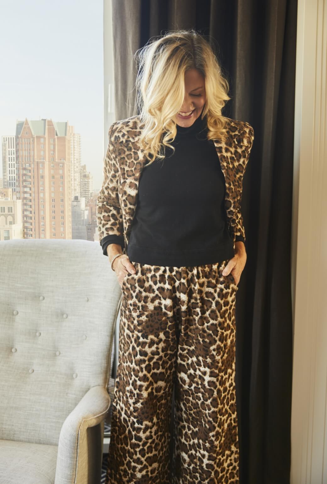 Wide Leg Knit Trouser - Cheetah